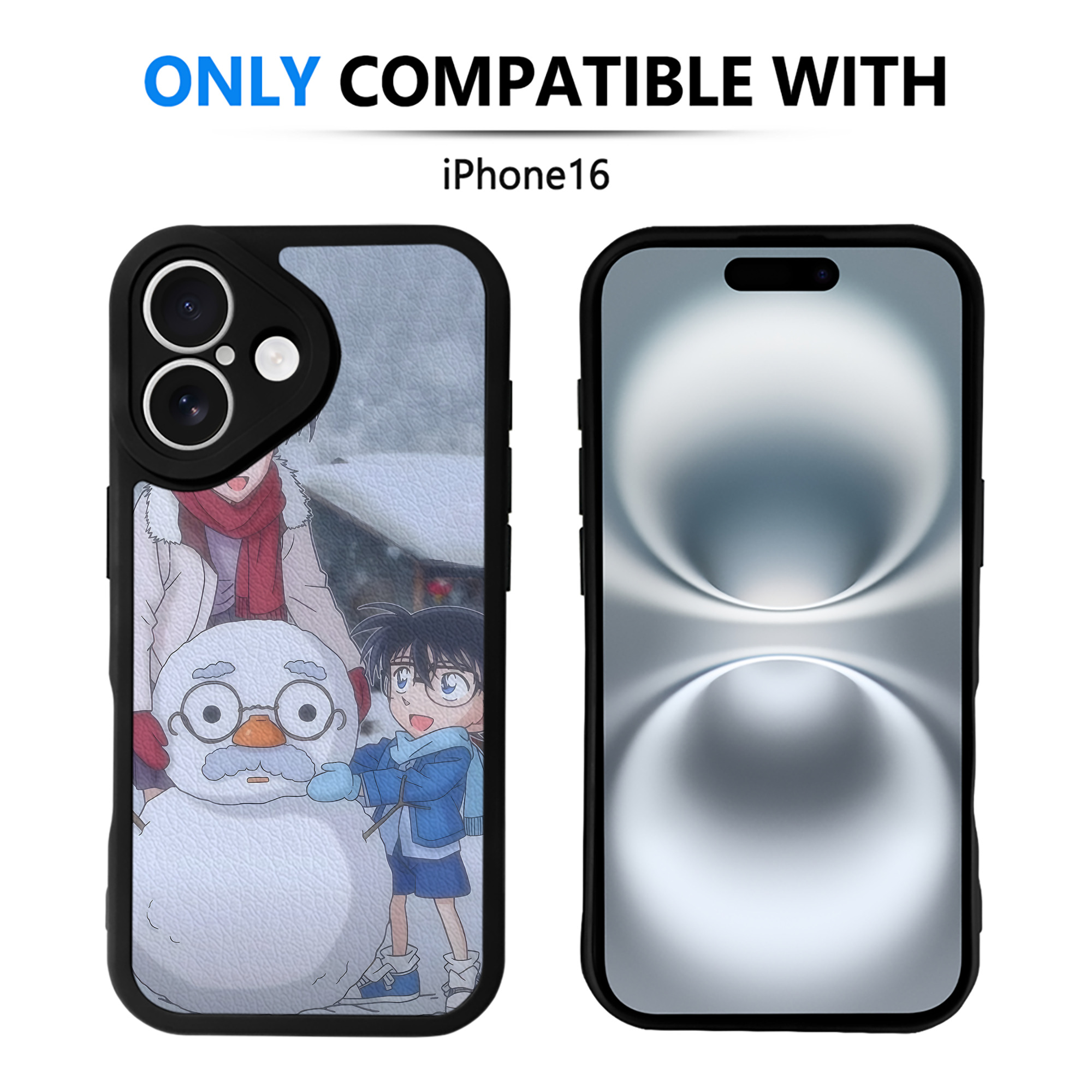 （画像用） 名探偵コナン Detective Conan 【iPhone 16シリーズ対応】シリコンスマホケース（レザー調） 材質：シリコン